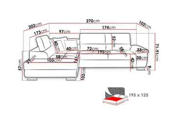 Reginia 3-seters Hjørnesovesofa - Møbler - Sofaer - Sovesofaer - Hjørnesovesofa