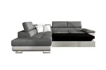 Reginia 3-seters Venstrevendt Hjørnesovesofa 125x195 cm med Oppbevaring - Grå - Møbler - Sofaer - Sovesofaer - Langsgående sovesofa