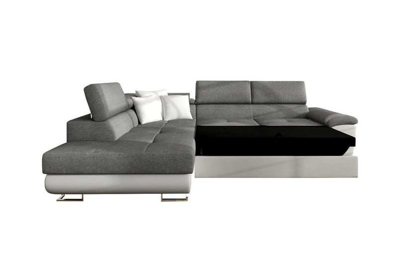 Reginia 3-seters Venstrevendt Hjørnesovesofa 125x195 cm med Oppbevaring - Grå - Møbler - Sofaer - Sovesofaer - Langsgående sovesofa