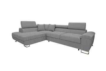 Reginia 3-seters Venstrevendt Hjørnesovesofa 125x195 cm med Oppbevaring - Grå - Møbler - Sofaer - Sovesofaer - Langsgående sovesofa
