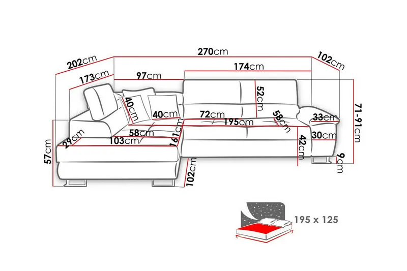 Reginia 3-sits Hörnbäddsoffa Ljusgrå - Møbler - Sofaer - Sovesofaer - Hjørnesovesofa