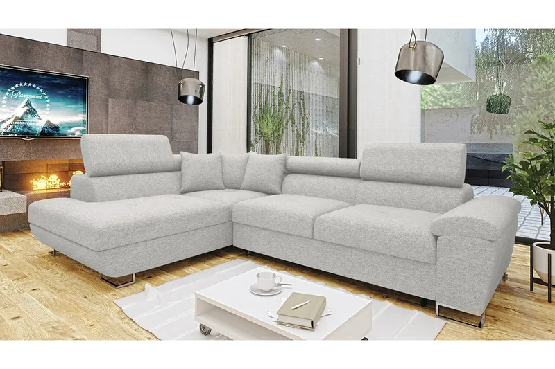 Reginia 3-sits Hörnbäddsoffa NO_BRAND White - Møbler - Sofaer - Sovesofaer - Hjørnesovesofa