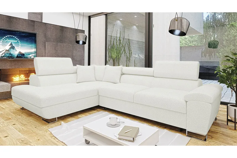 Reginia 3-sits Hörnbäddsoffa White - Møbler - Sofaer - Sovesofaer - Hjørnesovesofa