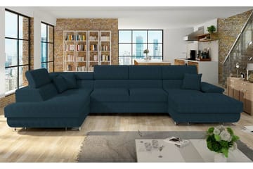 Reginia 4-seter Hjørnesovesofa 125x270 cm med Oppbevaring i Manchesterstoff - Blå - Møbler - Sofaer - Sovesofaer - Sovesofa divan
