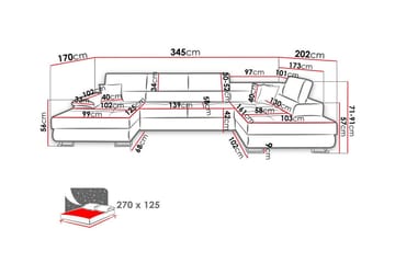 Reginia 4-seter Hjørnesovesofa 125x270 cm med Oppbevaring i Manchesterstoff - Blå - Møbler - Sofaer - Sovesofaer - Sovesofa divan