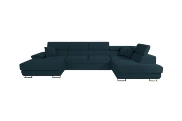 Reginia 4-seter Hjørnesovesofa 125x270 cm med Oppbevaring i Manchesterstoff - Blå - Møbler - Sofaer - Sovesofaer - Sovesofa divan