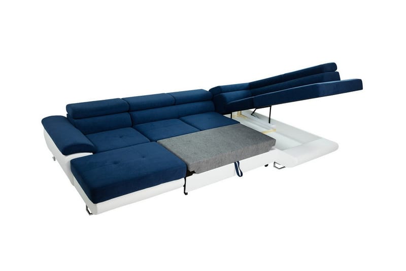 Reginia 4-seter Hjørnesovesofa 125x270 cm med Oppbevaring i Manchesterstoff - Blå - Møbler - Sofaer - Sovesofaer - Sovesofa divan