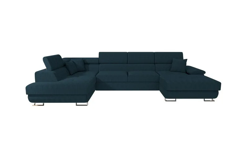 Reginia 4-seter Hjørnesovesofa 125x270 cm med Oppbevaring i Manchesterstoff, Blå