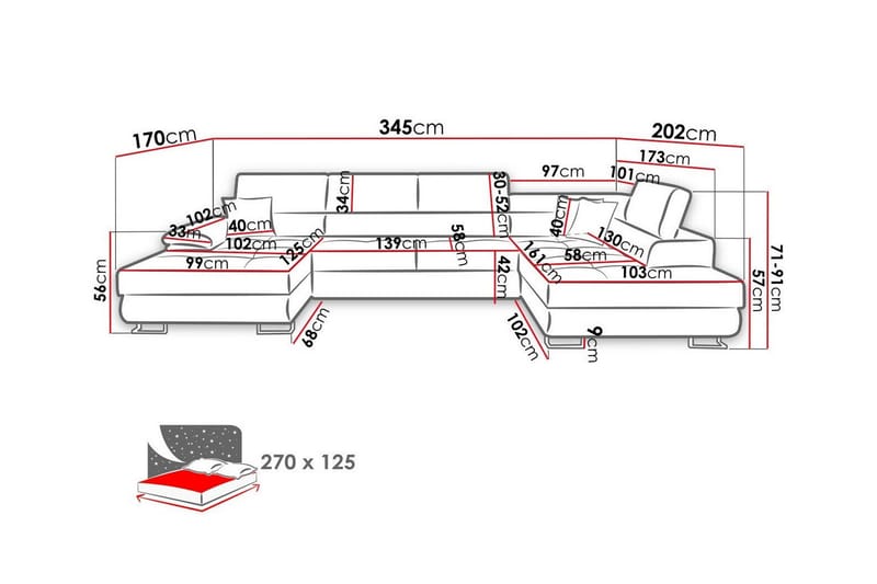 Reginia 4-seter Hjørnesovesofa 125x270 cm med Oppbevaring i Manchesterstoff - Flaskegrønn - Møbler - Sofaer - Sovesofaer - Sovesofa divan