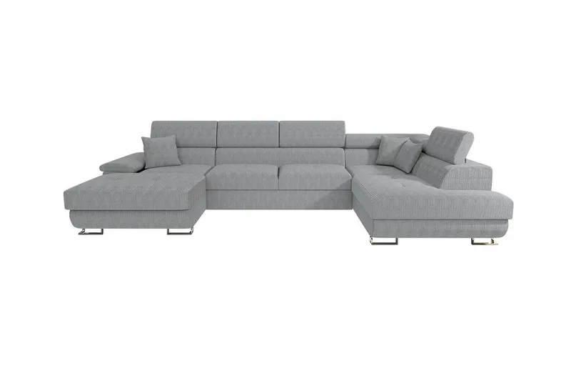 Reginia 4-seter Hjørnesovesofa 125x270 cm med Oppbevaring i Manchesterstoff, Grå