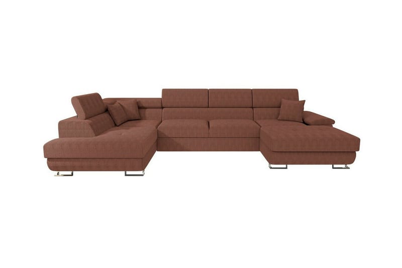 Reginia 4-seter Hjørnesovesofa 125x270 cm med Oppbevaring i Manchesterstoff, Terrakotta