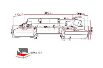 Reginia 4-seter Hjørnesovesofa 125x270 cm med Oppbevaring i Manchesterstoff - Terrakotta - Møbler - Sofaer - Sovesofaer - Sovesofa divan