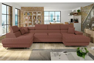 Reginia 4-seter Hjørnesovesofa 125x270 cm med Oppbevaring i Manchesterstoff - Terrakotta - Møbler - Sofaer - Sovesofaer - Sovesofa divan