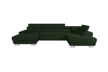 Reginia 4-seter Hjørnesovesofa med Oppbevaring i Manchesterstoff - Grønn - Møbler - Sofaer - Sovesofaer - Sovesofa divan