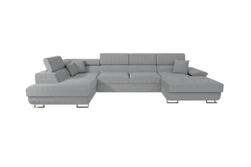 Reginia 4-seter U-formet Hjørnesovesofa med Oppbevaring i Stoff - Grå - Møbler - Sofaer - Sovesofaer - Sovesofa divan