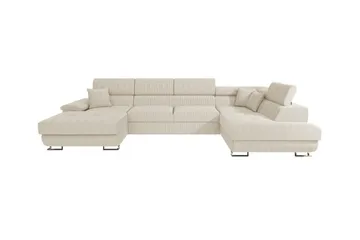 Reginia 4-seter U-formet Hjørnesovesofa med Oppbevaring i Stoff - Kremhvit - Møbler - Sofaer - Sovesofaer - Sovesofa divan