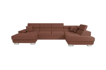 Reginia 4-seter U-formet Hjørnesovesofa med Oppbevaring i Stoff - Terrakotta - Møbler - Sofaer - Sovesofaer - Sovesofa divan