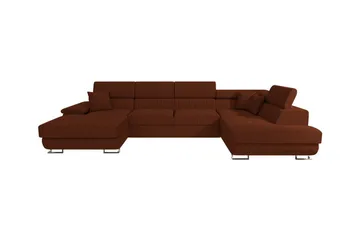 Reginia 4-seters Hjørnesovesofa 125x270 cm med Liftup Oppbevaring i Mansjesterstoff - Brun - Møbler - Sofaer - Sovesofaer - Sovesofa divan