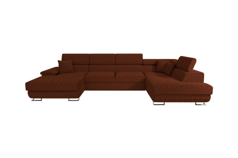 Reginia 4-seters Hjørnesovesofa 125x270 cm med Liftup Oppbevaring i Mansjesterstoff, Brun