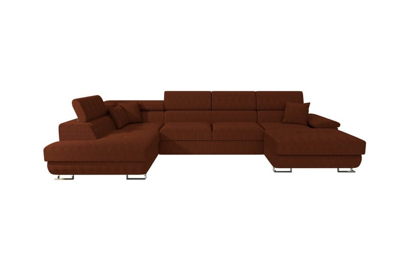 Reginia 4-seters Hjørnesovesofa 125x270 cm med Oppbevaring i Kordfløyel, Brun