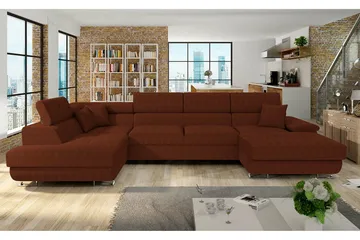 Reginia 4-seters Hjørnesovesofa 125x270 cm med Oppbevaring i Kordfløyel - Brun - Møbler - Sofaer - Sovesofaer - Sovesofa divan