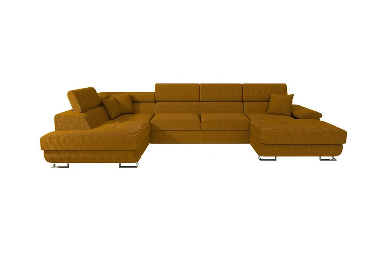 Reginia 4-seters Hjørnesovesofa 125x270 cm med Oppbevaring i Kordfløyel, Gul