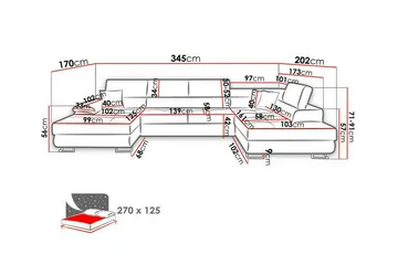 Reginia 4-seters hjørnesovesofa 375 cm - Møbler - Sofaer - Sovesofaer - Sovesofa divan