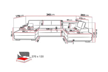 Reginia 4-seters Hjørnesovesofa - Møbler - Sofaer - Sovesofaer - Hjørnesovesofa
