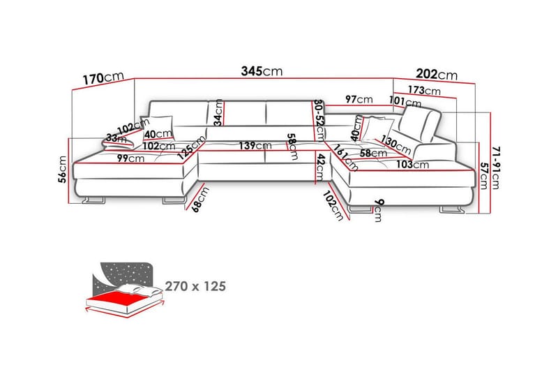 Reginia 4-seters Hjørnesovesofa - Møbler - Sofaer - Sovesofaer - Sovesofa divan