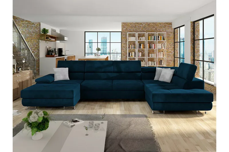 Reginia 4-sits Hörnbäddsoffa 375 cm Dark blue - Møbler - Sofaer - Sovesofaer - Sovesofa divan