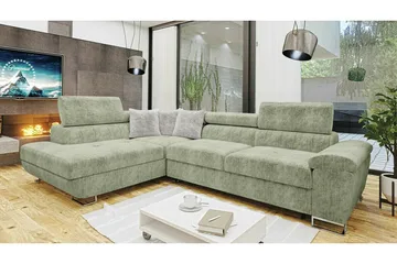 Reginia 4-sits Hörnbäddsoffa Light green - Møbler - Sofaer - Sovesofaer - Hjørnesovesofa