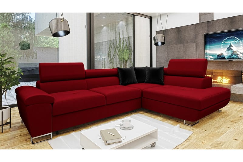Reginia 4-sits Hörnbäddsoffa Red - Møbler - Sofaer - Sovesofaer - Hjørnesovesofa