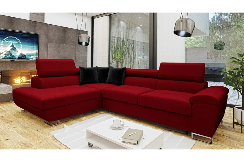 Reginia 4-sits Hörnbäddsoffa Red - Møbler - Sofaer - Sovesofaer - Hjørnesovesofa