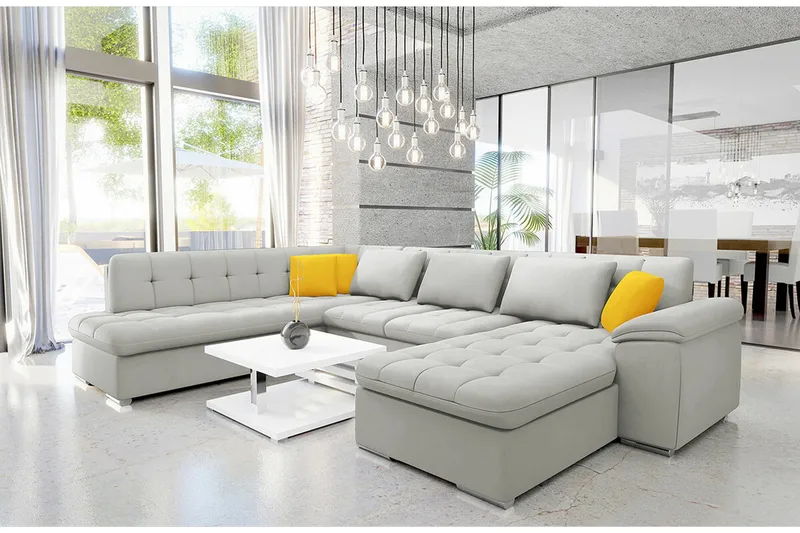 Sakri 5-sits Hörnbäddsoffa NO_BRAND Ljusgrå - Møbler - Sofaer - Sovesofaer - Sovesofa divan