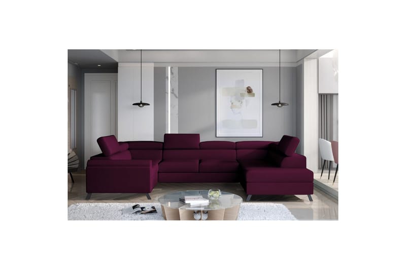Seksjon Eltap Escada 336x200x92 cm, Mat Velvet 68, Rød, Høyre