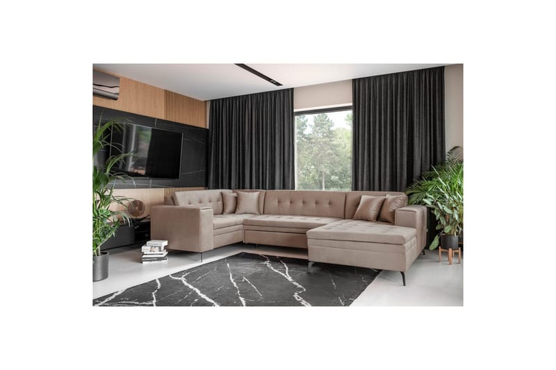 Seksjon Eltap Montez 340x180x93 cm, Nube 20, Beige, Høyre