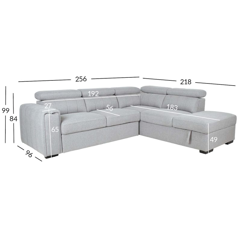 Hjørnesovesofa Selmar Høyre - Grå - Møbler - Sofaer - Sovesofaer - Hjørnesovesofa