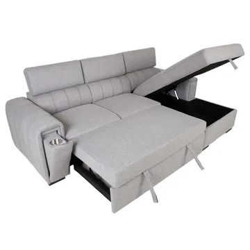 Hjørnesovesofa Selmar Høyre - Grå - Møbler - Sofaer - Sovesofaer - Hjørnesovesofa