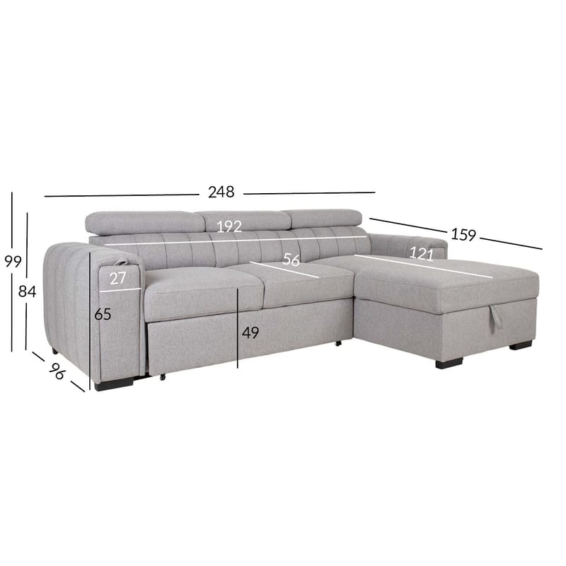 Hjørnesovesofa Selmar Høyre - Grå - Møbler - Sofaer - Sovesofaer - Hjørnesovesofa