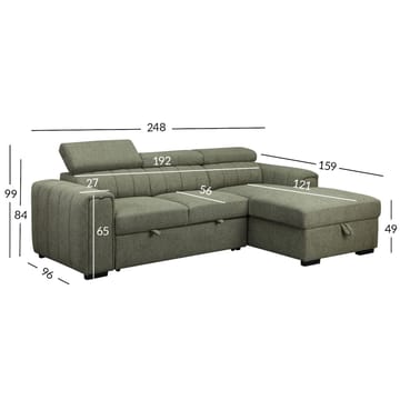 Hjørnesovesofa Selmar Høyre - Lysegrønn - Møbler - Sofaer - Sovesofaer - Hjørnesovesofa