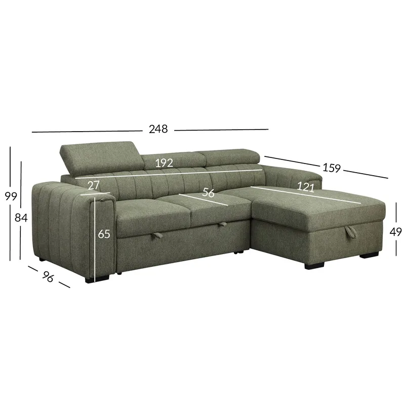Hjørnesovesofa Selmar Høyre - Lysegrønn - Møbler - Sofaer - Sovesofaer - Hjørnesovesofa