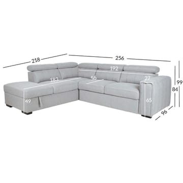 Hjørnesovesofa Selmar Venstre - Grå - Møbler - Sofaer - Sovesofaer - Hjørnesovesofa
