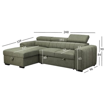 Hjørnesovesofa Selmar Venstre - lysegrønn - Møbler - Sofaer - Sovesofaer - Hjørnesovesofa