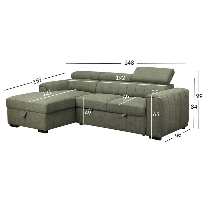 Hjørnesovesofa Selmar Venstre - lysegrønn - Møbler - Sofaer - Sovesofaer - Hjørnesovesofa