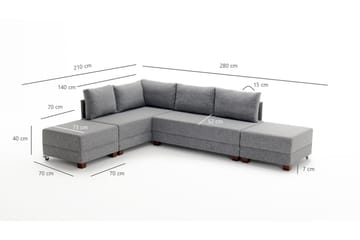 Sovesofa Bulgaria - Grå - Møbler - Sofaer - Sovesofaer - Hjørnesovesofa