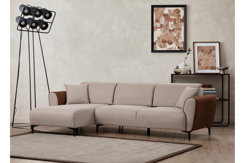 Sovesofa med divan Demeden - Beige - Hjørnesovesofa