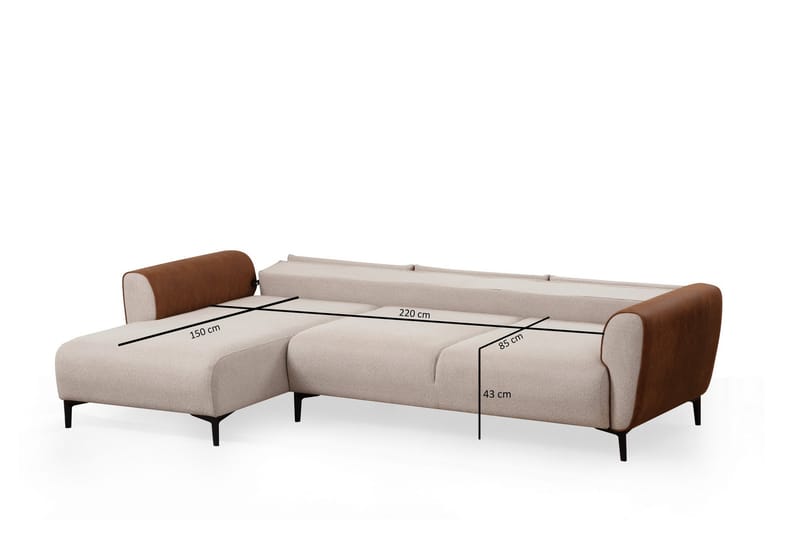 Sovesofa med divan Demeden - Beige - Hjørnesovesofa