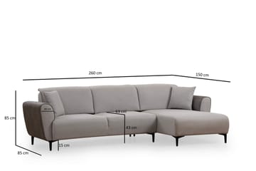Sovesofa med divan Demeden - Grå - Møbler - Sofaer - Sovesofaer - Hjørnesovesofa