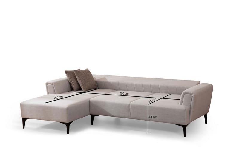 Sovesofa med divan Hamlets - Beige - Hjørnesovesofa