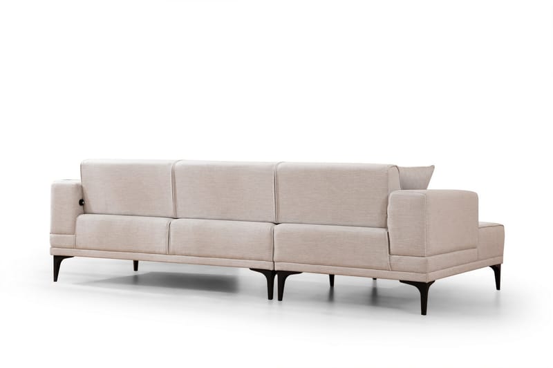 Sovesofa med divan Naoko - Beige - Hjørnesovesofa